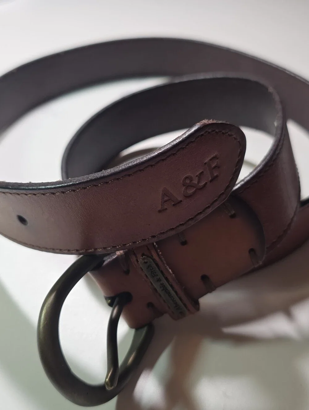 Abercrombie & Fitch Brown Leather Belt – A&F Logo